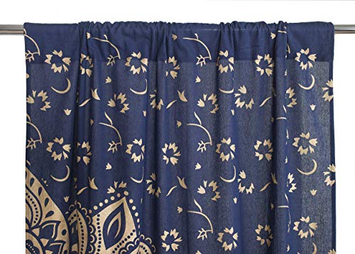 Popular Handicrafts Indian Hippie Bohemian Beautiful Passion Ombre Color Mandala Curtain Panels Blue Gold - color: Blue Gold, size: 25"W x 74"L (Pack of 2)