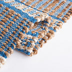 SAFAVIEH Natural Fiber Collection Accent Rug - 3' x 5', Blue & Natural, Handmade Boho Stripe Rustic Jute & Cotton Jute, Ideal for High Traffic Areas in Entryway, Living Room, Bedroom (NFB656M) - color: Blue/Natural, size: 3' x 5' (Rectangular)