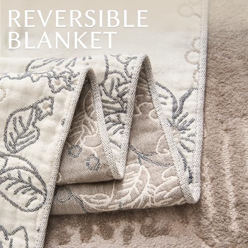 jinchan Boho Floral 100% Cotton Blanket 4-Layer Throw Blanket with Tassel Grey and White Flower Butterfly Soft Luxury Rustic Farmhouse Decor Blanket for Couch Bed 60x80 inch All Season Gift for Women - color: Butterfly Grey and White, size: 60"x80"
