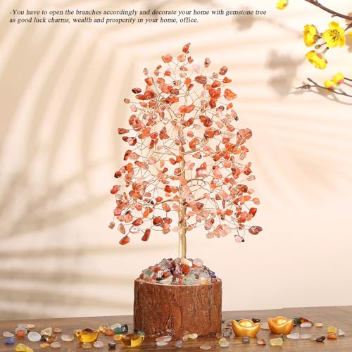 MAIBAOTA Carnelian Crystals Tree of Life Red Office Home Decor Good Luck Handmade Feng Shui Spiritual Gifts for Women - color: Red02