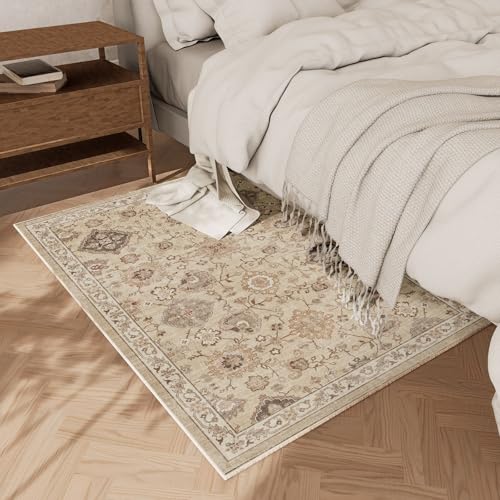 Machine Washable Boho Rugs for Entryway: Door Mat Indoor Entrance 2x3 Small Throw Rug Stain Resistant Non-Slip Low Pile Soft Carpet for Kitchen Front Door Indoor Entrance Entry Bedroom - color: Beige and Cream, size: 2' x 3' (Rectangular)