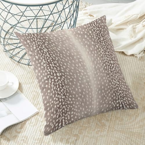 Antelope Print Pillow Covers 18x18 Inches Pack of 2,Brown Animal Skin Print Throw Pillow Covers Boho Modern Abstract Decorative Pillowcase Farmhouse Cushion Cover for Home Sofa Outdoor Decor - color: Antelope Print-brown, size: 18" x 18" (Pack of 2)