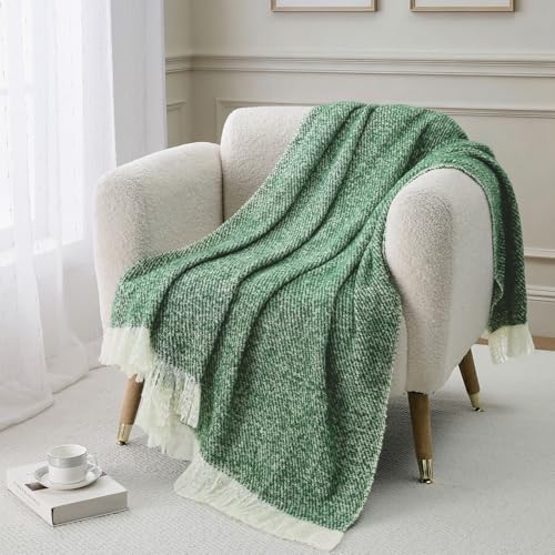 BOURINA Throw Blanket Soft Lightweight Cozy Throw for Bed Couch Decorative Blanket, Green 50" x 60" - color: Qqs-green, size: 50"x60"