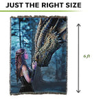 Pure Country Weavers Once Upon a Time Dragon Woven Blanket by Anne Stokes - Fantasy Gift Cotton Tapestry Throw - Made in The USA - 72" x 54" - color: Once Upon, size: 72" x 54"