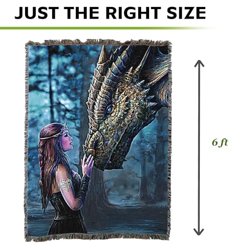 Pure Country Weavers Once Upon a Time Dragon Woven Blanket by Anne Stokes - Fantasy Gift Cotton Tapestry Throw - Made in The USA - 72" x 54" - color: Once Upon, size: 72" x 54"