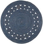 SAFAVIEH Area Rug 4' Round - Natural Fiber Collection - Navy, Handmade Jute, Boho Farmhouse Braided Design (NF364N) - color: Navy, size: 4' (Round)
