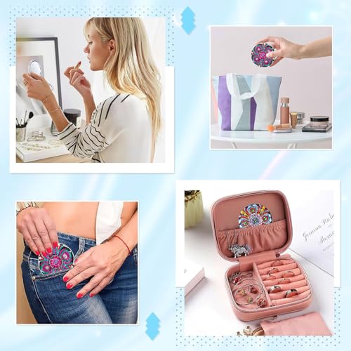 DDGYP 2 Pcs DIY Diamond Art Kits Compact Mirror, Diamond Painting Portable Pocket Mini Mirrors, Handmade Crafts for Women Daily Use & Gift Giving - color: purple