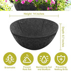 Riare 8 Pack 14 Inch Round Fabric Planter Basket Liner- Hanging Basket Liners Replacement Coco Fiber Liner Alternative for Hanging Basket Flowers (Prevent Birds from Nesting) - size: 14inch