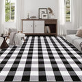 Buffalo Plaid Rug 5.5'x7.5'Black and White Area Rug,Washable Cotton Woven Indoor/Outdoor Rug for Farmhouse/Dining Room/Bedroom/Living Room Rug Retro Lattice Checkered Carpet - size: 5.5'x 7.5'
