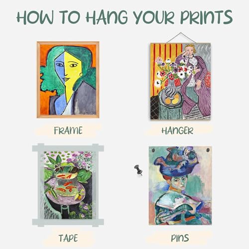 KBKBART Matisse Wall Art Prints Set of 12, Matisse Eclectic Wall Decor, Colorful Abstract Painting Wall Decor Aesthetic, Minimalist Vintage Gallery Canvas Paintings, Eclectic Home Decor, Unframed - color: Matisse Prints