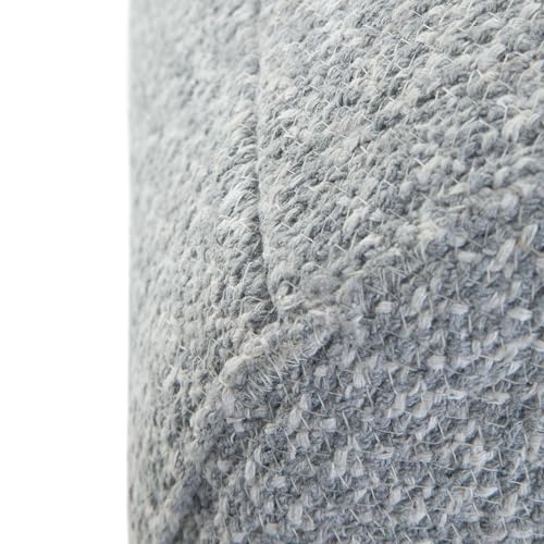 SIMPLIHOME Bayley Round Pouf - 20 inch Wide Handcrafted Braided Cotton Pouf in Blue and Natural, Boho Footstool or Extra Seating for Living Room or Bedroom with Polystyrene Filling, Assembled - color: Blue, Natural
