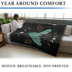 Pure Country Weavers Luna and Moth by Episodic Drawing - Gift Tapestry Throw Blanket Woven from Cotton - Made in The USA (72x54) - color: Luna and Moth, size: 72x54