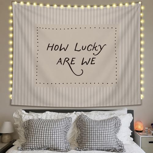 SkyCozy Inspirational Wall Tapestry, Motivational Office Decor, How Lucky Are We Motivational Retro Neutral Striped Tapestry for Home Bedroom Living Room Dorm Office Wall Decor, 50x60 Inch - color: 04-How Lucky Are We Tapestry