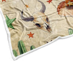 Western Cowboy Blankets, Wild West Flannel Throw Blanket, Soft, Flannel, Warm, West Cowboy Cactus and Cowboy Hat Throw Blanket Decor Rustic Cowboy Bed Blankets for Bedroom 60X80 Inch