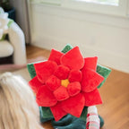 Green Philosophy Co. Poinsettia Plush Throw Pillow - Christmas Red Flower Shaped Accent Cushion | Unique Christmas Decor & Gift