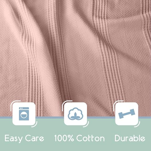 Vellux 100% Cotton Blanket, King, 108x90, Pink Clay | Soft, Breathable Knit, Lightweight, All Season, Machine Washable, Oeko-Tex Certified, Hotel Quality - color: Pink, size: King