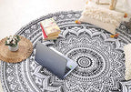 Popular Handicrafts Round Tapestry Wall Hanging Ombre Hippie Mandala Bohemian Hippy Intricate Indian Tapestries Tablecloth 68 Inches (173cm) Black Grey & Yellow - color: Black Grey and Yellow