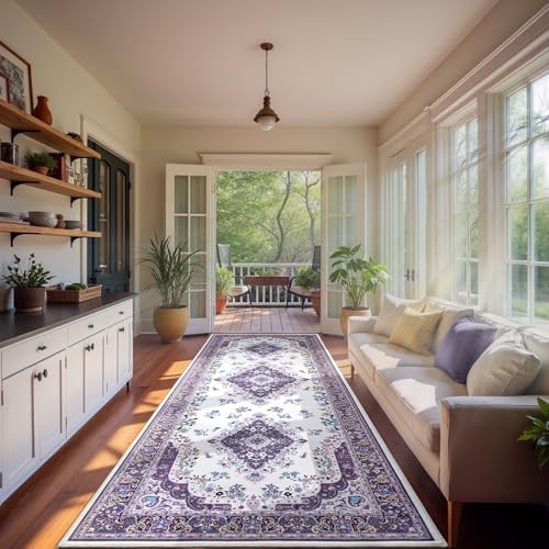 HOMORE Runner Rug 2.6x8 Hallway Runners Rugs for Entryway Non Slip Washable Bedroom Rug Lavender Faux Wool Floor Carpet Runner for Kitchen Indoor Front Entrance Laundry Living Room Dorm, Purple - color: Purple, size: 2'6" x 8' (Rectangular)