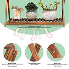 Wooden Plant Stand Indoor 2 Tier Narrow Plant Stand Outdoor Plant Shelf Display Rack Corner Flower Rack Stand for Living Room Garden Patio Balcony (X-Cross Design)