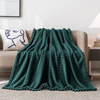 DISSA Fleece Blanket Queen Size – 71x80, Green - Soft, Plush, Fluffy, Fuzzy, Warm, Cozy – Perfect Throw for Couch, Bed, Sofa - with Pompom Fringe - Flannel Blanket - color: Green, size: 71x80"