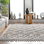 nuLOOM 4x6 Ansley Moroccan Tassel Area Rug, Grey, High-Low Textured Bohemian Design, Plush High Pile, Stain Resistant, For Bedroom, Living Room, Hallway, Entryway