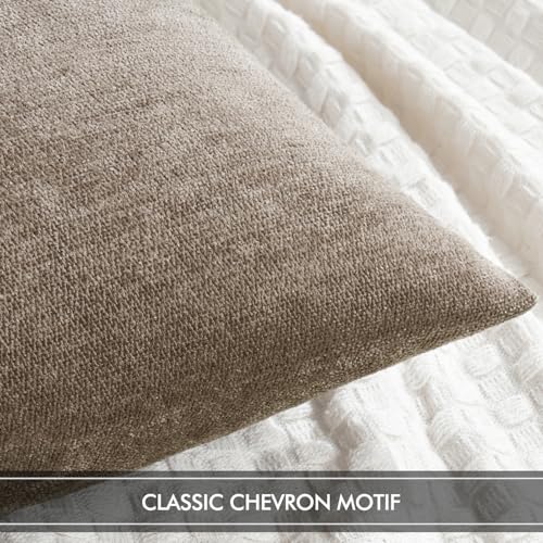 MIULEE Pack of 2 Light Brown Decorative Pillow Covers 20x20 Inch Soft Chenille Couch Throw Pillows Farmhouse Cushion Covers for Home Decor Sofa Bedroom Living Room - color: Light Brown, size: 20" x 20" (Pack of 2)