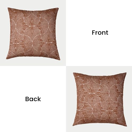 AELS Boho Decorative Textured Throw Pillow Covers 26x26, Modern Mid Century Rainbow Tufted Pillow Case, Farmhouse Rustic Geometric Woven Cushion Case for Bed Couch Sofa, Burnt Orange - color: Burnt Orange, size: 26" x 26" (Pack of 2)