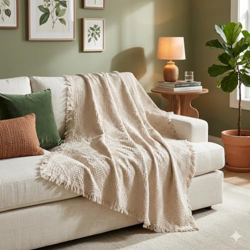 Pure Country Weavers Diamond Natural Weave Blanket - Gift Tapestry Throw Woven from Cotton - Made in The USA (69x48) (Diamond) - color: Diamond