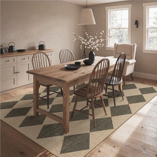 Bavni Checkered Easy Jute Rug,8x10 Area Rug Machine Washable Non Slip Woven Plaid Carpet, Geometric Diamond Non Shedding Low Pile Modern Farmhouse Floor Mat for Living Room, Bedroom, Dining Room - color: Checkered-1, size: 8X10