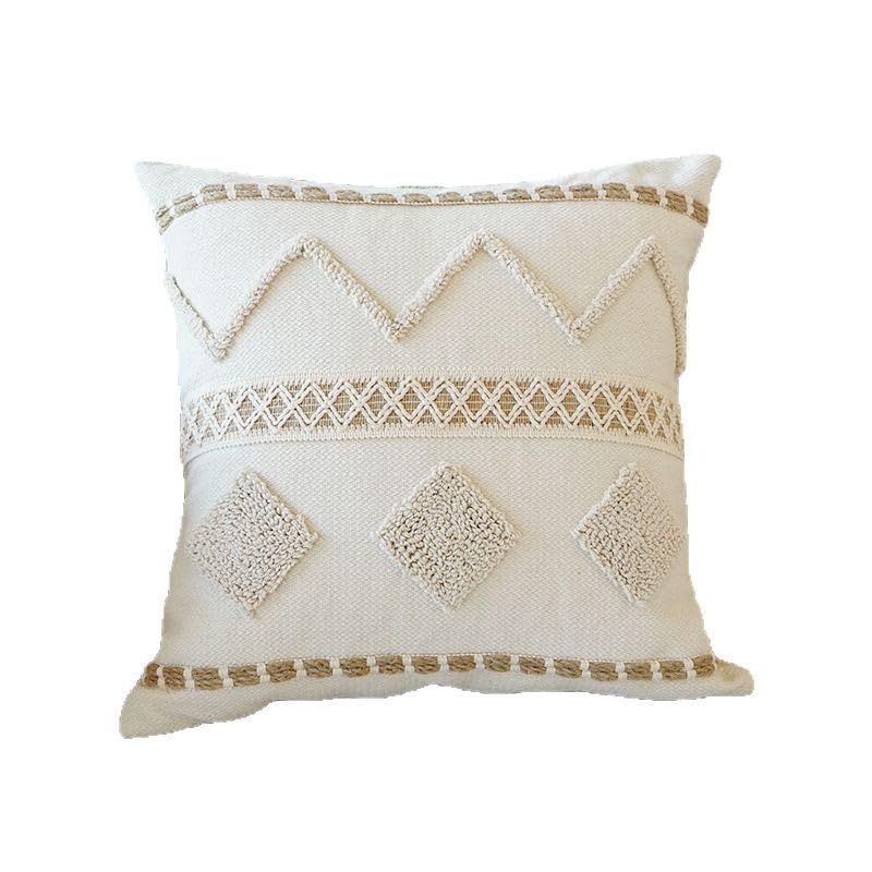 Handwoven Tufted Throw Pillow Cover with Tassels Boho Decorative Cushion Case for Couch Sofa Living Room Bedroom Home Decor - color: 1-002 Hand Woven Tufted Pillowcase