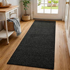 Softlife Hallway Runner Rug 2x6 ft Faux Jute Rugs Washable Entryway Rug Hall Carpet Runner Modern Farmhouse Laundry Kitchen Room Mat Long Carpet for Bathroom, Black - color: Black, size: 2' x 6' (24"x72")