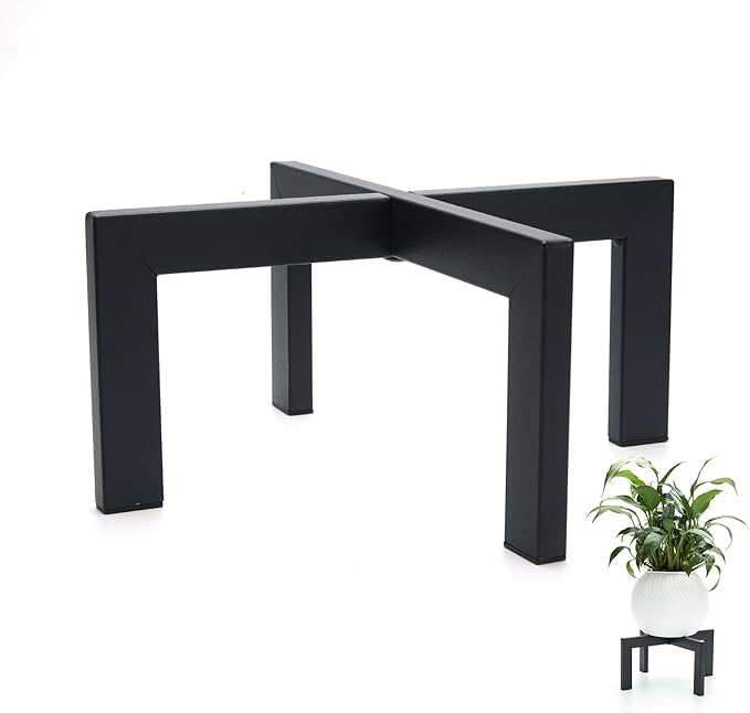 Metal Plant Stands Indoor Outdoor, Heavy-Duty Short Black Plant Holder for 5-12 Inch Flower Pots - 1/2/3 Pack Low Stand for Balcony, Corner, Desk, Table Top (Plant Not Included) (2Pcs)