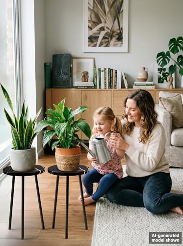 Plant Stand Indoor 2 Pack: Corner Wood 20 Inch Plant Stand Mid Century Modern Decor - Small Round Plant Table for Indoor Plants - Plant Holder for Patio Living Room Bathroom Office (Black Marble) - color: Black Marble, size: 20"&20"