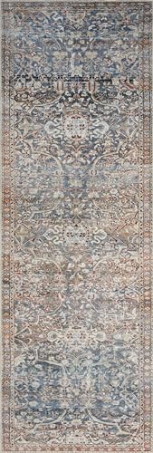 Loloi Chris Loves Julia Jules Collection JUL-06 Denim/Spice 5'-0'' x 7'-6'', .13" Pile Height, Area Rug - color: Denim / Spice, size: 5' x 7'6" (Rectangular)