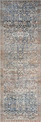 Loloi Chris Loves Julia Jules Collection JUL-06 Denim/Spice 3'-6'' x 5'-6'', .13" Pile Height, Accent Rug - color: Denim / Spice, size: 3'6" x 5'6" (Rectangular)
