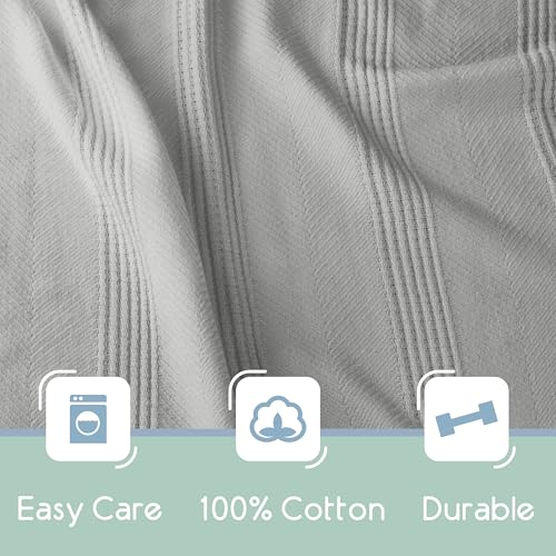 Vellux 100% Cotton Blanket, Twin, 66x90, Grey | Soft, Breathable Knit, Lightweight, All Season, Machine Washable, Oeko-Tex Certified, Hotel Quality - color: Grey, size: Twin