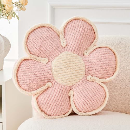 Kcvvcr Flower Pillow, Soft Flower Decorative Throw Pillow, Cute Daisy Flower Shaped Seating Floor Cushion Room Décor Plush Pillows for Sofa Couch Bed (17.7 Inch, Light Pink) - color: Six Petals-light Pink, size: 17.7 Inch