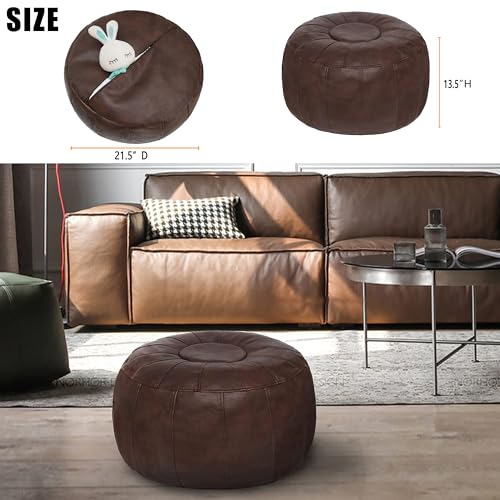 Thgonwid Unstuffed Moroccan Ottoman Pouf Cover, Ottoman Footstool Storage Solution, Bean Bag Chair, Foot Rest, Deep Coffee - color: Deep Coffee