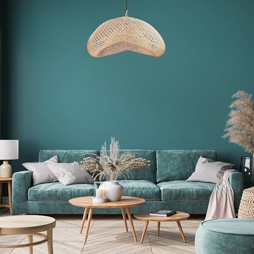 FOREVER BAMBOO Indonesia Handmade Natural Rattan Pendant Light Shade Wicker Light Fixtures Luxurious Bean Shape Woven Lampshade Chandelier Interior Decor, 12 in H x 24 in W - style: Sumba Pod