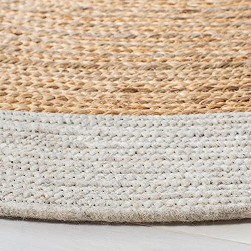 SAFAVIEH Braided Collection 3' Round Beige / Natural BRD910B Handmade Country Cottage Reversible Jute Area Rug - color: Beige/Natural, size: 3' (Round)