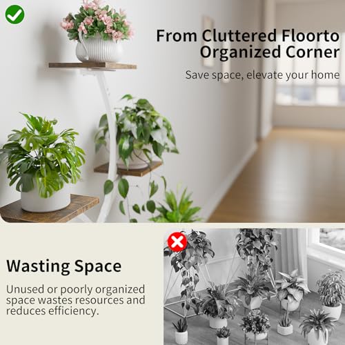 Plant Stand Indoor with Grow Lights, 6 Tiered Plant Shelf Indoor, 50" Corner Plant Stands for Indoor Plants, Lighted Tree-Shaped Plant Holder, Tall Flower Display Rack for Living Room, Patio（White) - color: White