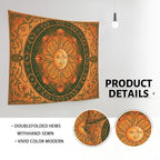 Water Lily and Sun Orange Green Tapestry, Floral Mandala Bohemian Decorative Wall Hanging, Aesthetic Tapestries for Living Room, Bedroom, Meditation 90x70 Inch - size: 90x70 Inch