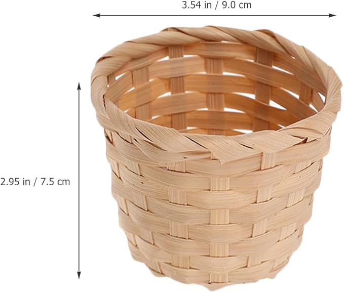 PRETYZOOM Mini Woven Storage Basket 6Pcs Bamboo Basket for Home Organization Tabletop Fruit Flower Container Portable Decorative