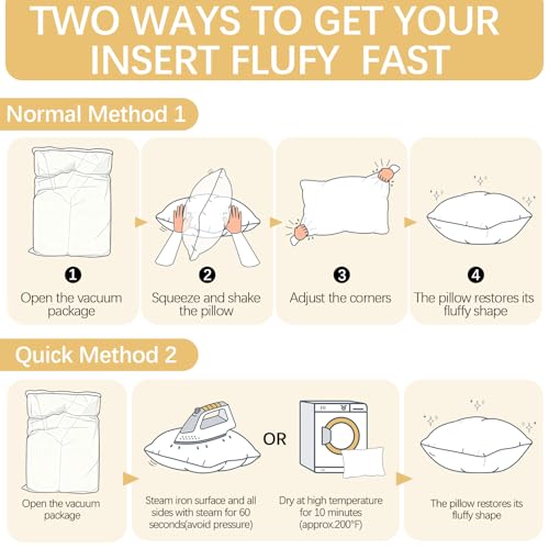 OKBA Throw Pillows Insert Set of 2, with 100% Cotton Cover, Bed and Couch - Indoor Hotel Decorative Pillows, 16x16 in White Pillows Inserts - size: 16x16 Inch (Pack of 2)