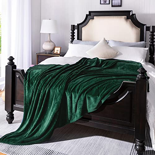Forest Green Flannel Fleece Throw Blanket Throw Size(50 by 60 Inches),Green Throw Blanket for Couch Sofa Bed 280GSM,Super Soft Plush Cozy and Lightweight Warm Bed Blanket for All Season - color: Green, size: Throw(50"×60")