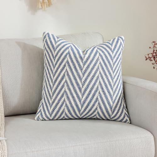 vctops Boho Throw Pillow Cover Blue and White Knitted Woven Pillow Cushion Cover Arrow Knit Decoration Square Pillowcase for Sofa Couch Bedroom Living Room (Blue,18"x18") - color: Blue, size: 18" x 18" (Pack of 1)