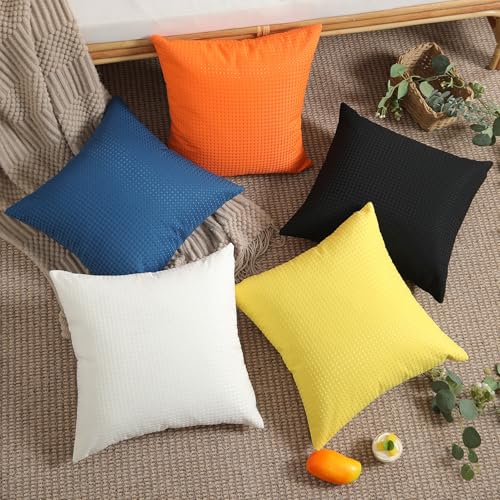 DFXSZ Outdoor Pillow Covers 20X20 Inch Set of 2 Yellow Waffle Textured Polyester Pillow Covers Spring Summer Outdoor Waterproof Decor for Patio Furniture Garden 025B20 - color: Yellow, size: 20" x 20" (Pack of 2)