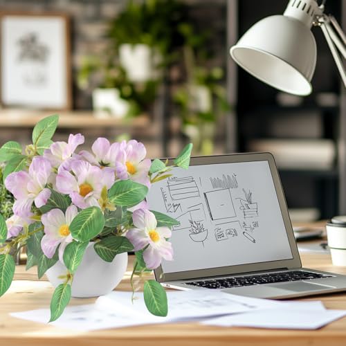 Artificial Fake Hanging Flowers Plants Basket Faux Daisy Bonsai Decor for Outside Porch Balcony Garden Home Decoration- Purple - color: Purple