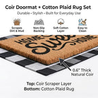 Home Sweet Home Doormat Set, 2-Piece Layered Front Porch Mat Combo, Natural Coir Welcome Mat with Black and White Buffalo Plaid Rug, Farmhouse Outdoor Entryway Decor for Porch, Patio, Home
