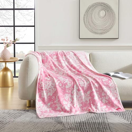 Betsey Johnson - Blanket, Buttery-Soft Throw Blanket for Couch or Bed, Boldly Plush & Oversized Bedding (Cottage Floral Pink, 50" x 70") - color: Cottage Floral